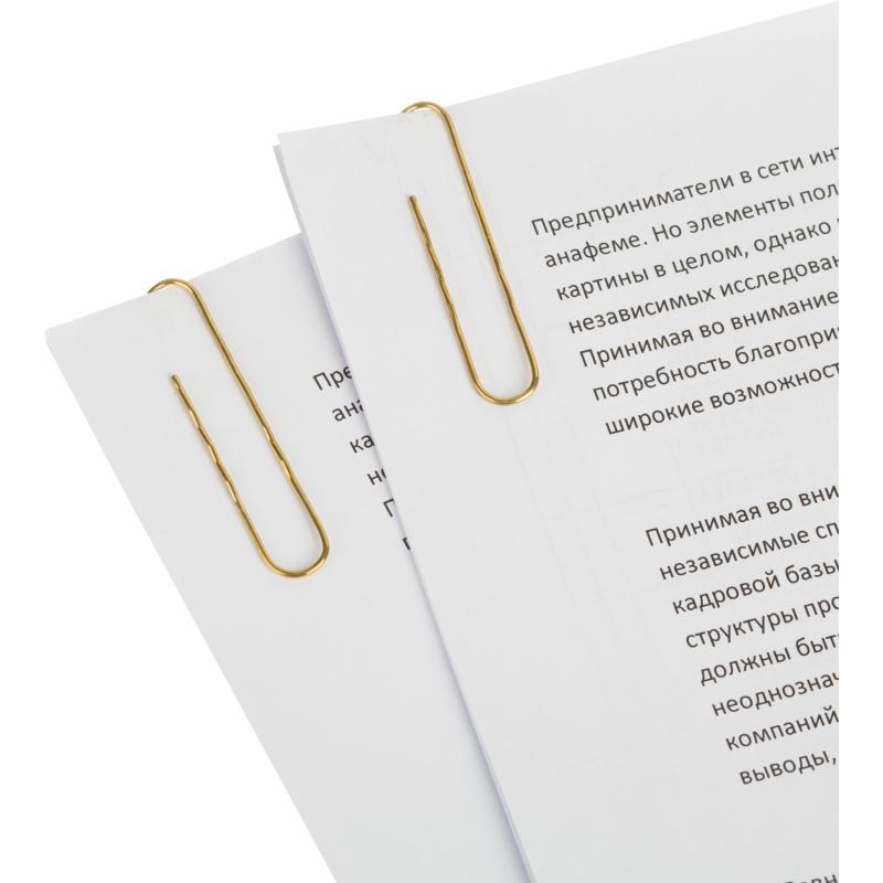 Скрепки Attache омедненные, 50 мм, гофрированные, золотистые, 30 шт/уп