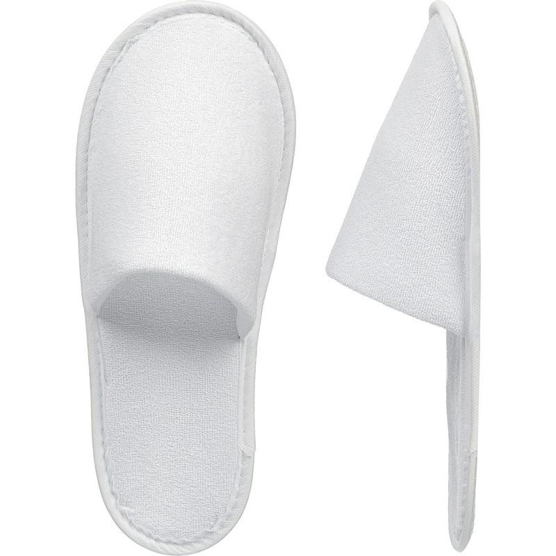 Тапочки одноразовые махровые Luscan с закр мыс,подошваЭВА3мм,бел,100пар/уп