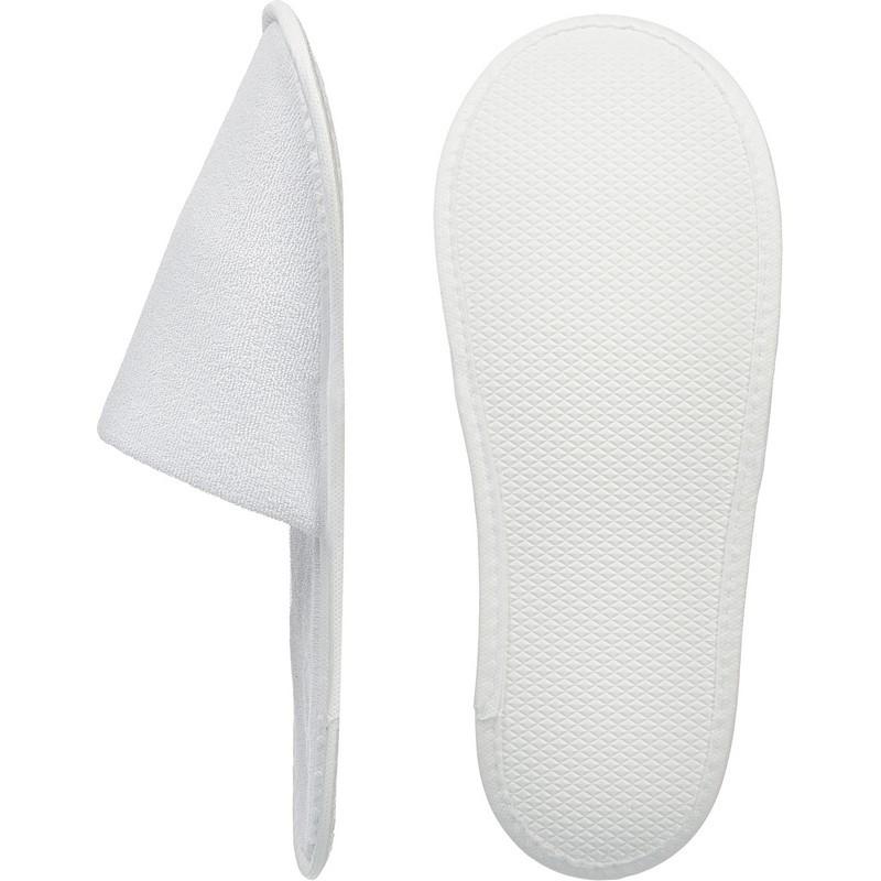 Тапочки одноразовые махровые Luscan с закр мыс,подошваЭВА3мм,бел,100пар/уп