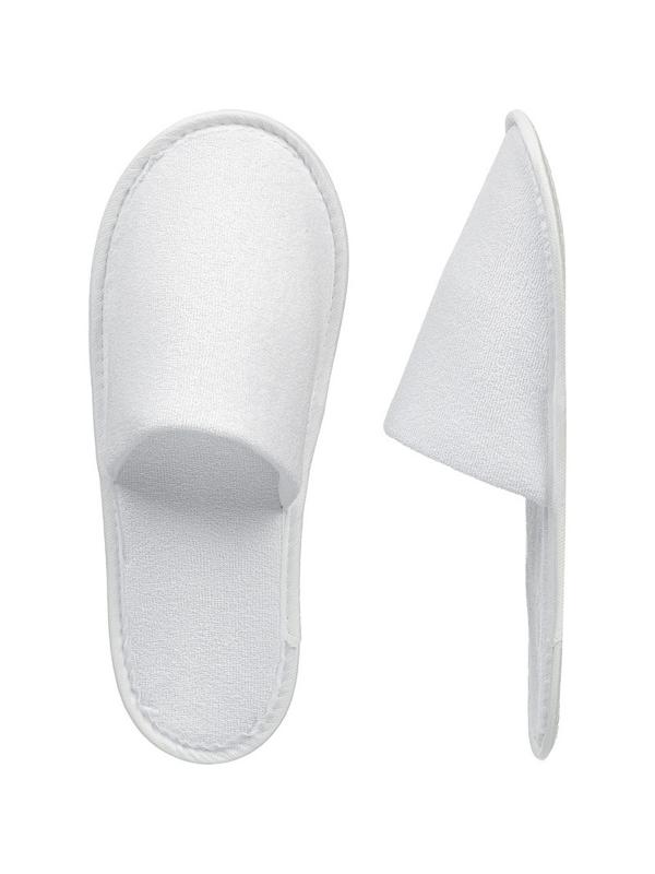 Тапочки одноразовые махровые Luscan с закр мыс,подошваЭВА3мм,бел,100пар/уп