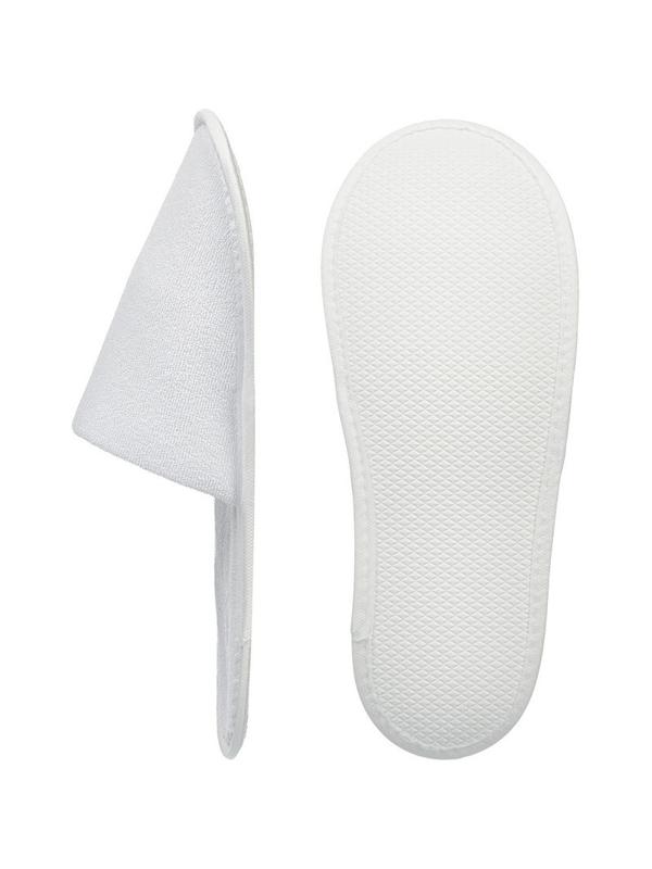 Тапочки одноразовые махровые Luscan с закр мыс,подошваЭВА3мм,бел,100пар/уп