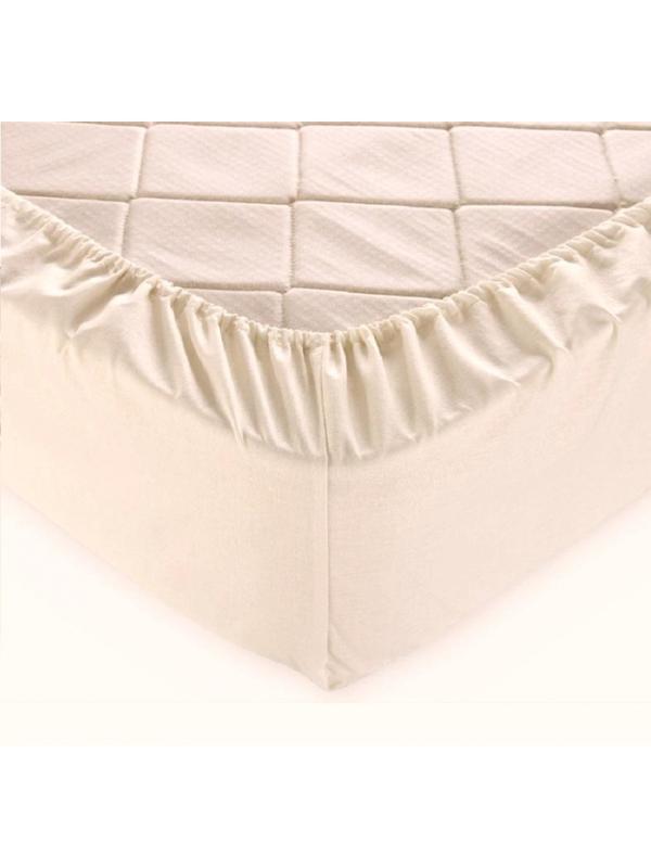 Простыня трикотажная на резинке 160х200х20см, молочно-белая