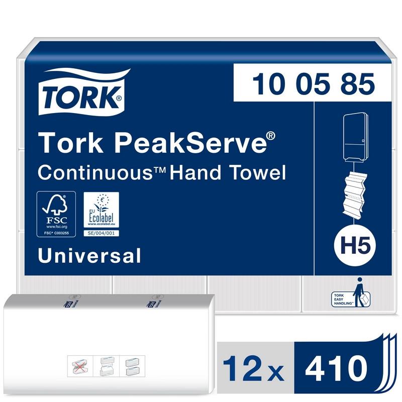 Полотенца бумажные д/дисп Tork PeakServe Н5 Univ 1сл 410л/пач12п/кор100585