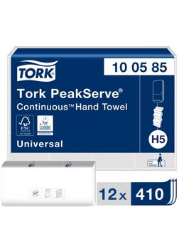 Полотенца бумажные д/дисп Tork PeakServe Н5 Univ 1сл 410л/пач12п/кор100585