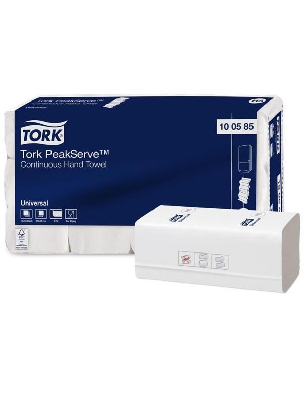 Полотенца бумажные д/дисп Tork PeakServe Н5 Univ 1сл 410л/пач12п/кор100585