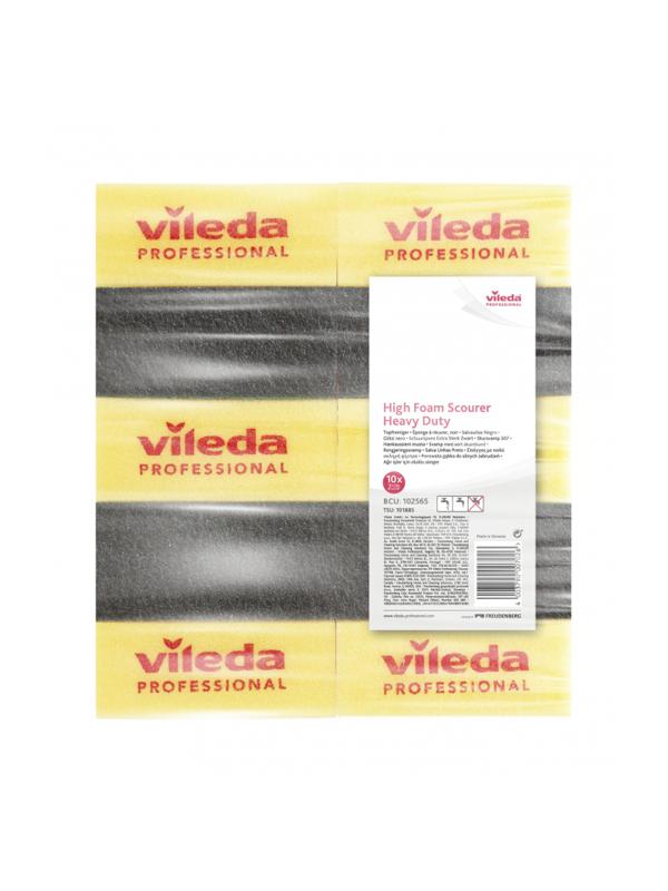 Губки для посуды Vileda черный абразив желтая 102565 7х15 10шт/уп