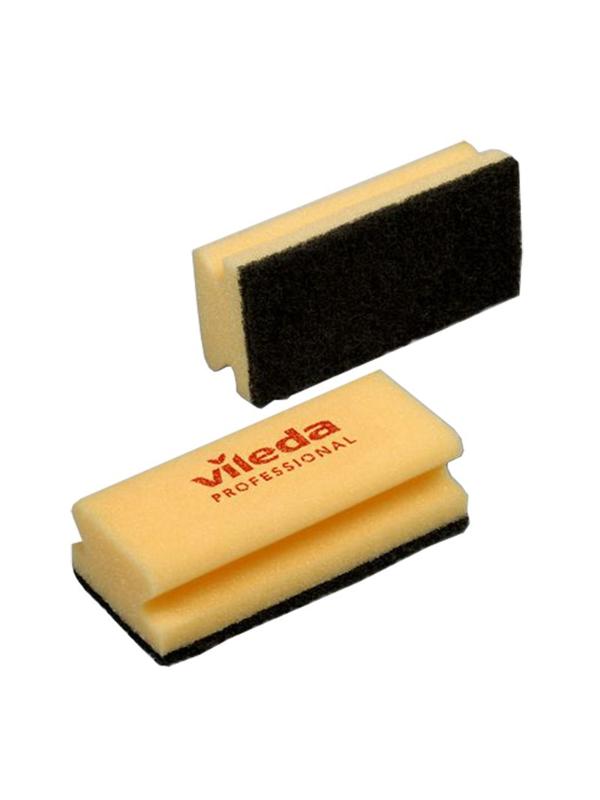 Губки для посуды Vileda черный абразив желтая 102565 7х15 10шт/уп
