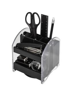 Набор настольный ATTACHE прозрачный/черный, 10 предметов, вращающийся