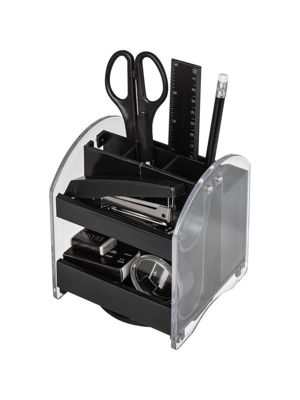 Набор настольный ATTACHE прозрачный/черный, 10 предметов, вращающийся