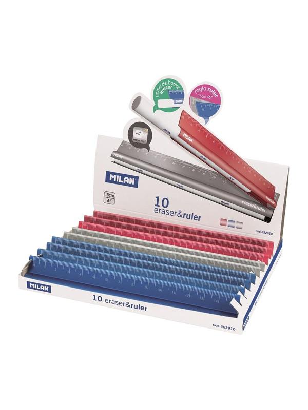 Линейка Milan, с ластиком, цвет в ассортименте, 15 см