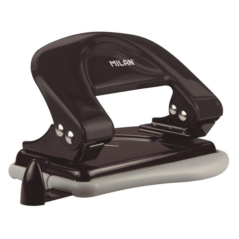 Дырокол Milan, до 15 листов, черный, металл. корпус, в карт.коробке 19012K