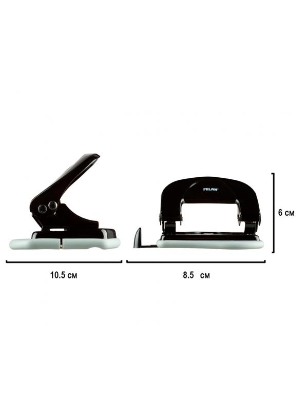 Дырокол Milan, до 15 листов, черный, металл. корпус, в карт.коробке 19012K