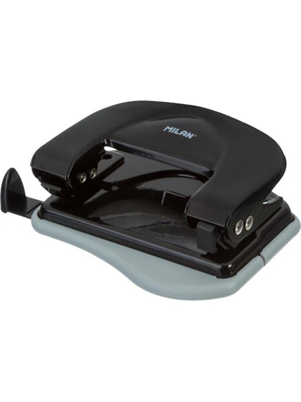 Дырокол Milan, до 15 листов, черный, металл. корпус, в карт.коробке 19012K
