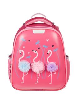 Ранец №1School Basic Flamingo,2 отд., эргоном. спинка, экокожа, светящ.кант