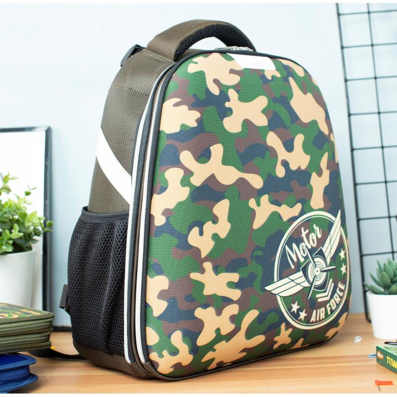 Ранец №1School Basic Military, 2 отд., эргоном. спинка