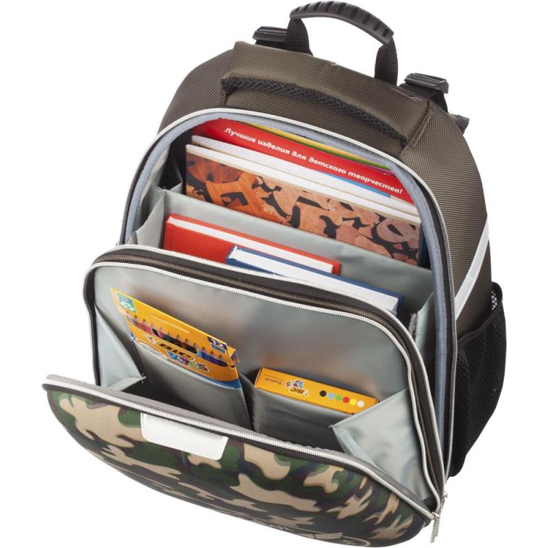 Ранец №1School Basic Military, 2 отд., эргоном. спинка