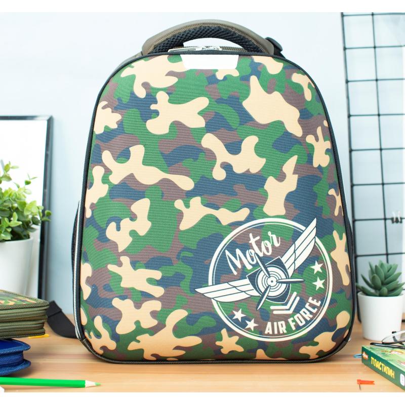 Ранец №1School Basic Military, 2 отд., эргоном. спинка