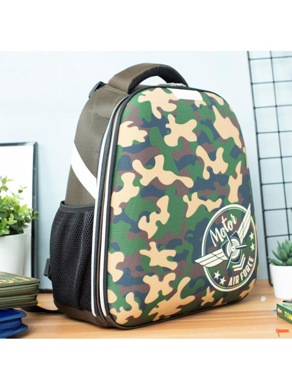 Ранец №1School Basic Military, 2 отд., эргоном. спинка