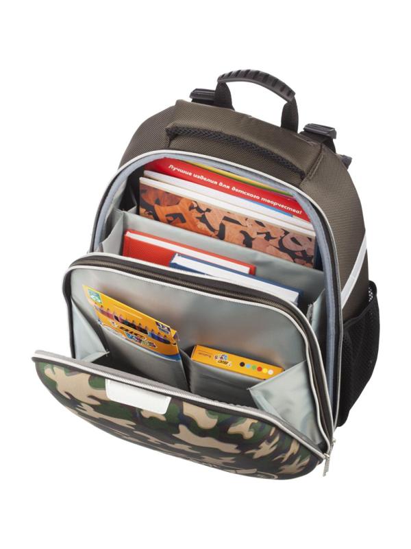 Ранец №1School Basic Military, 2 отд., эргоном. спинка