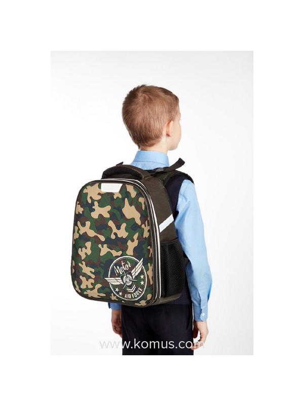 Ранец №1School Basic Military, 2 отд., эргоном. спинка