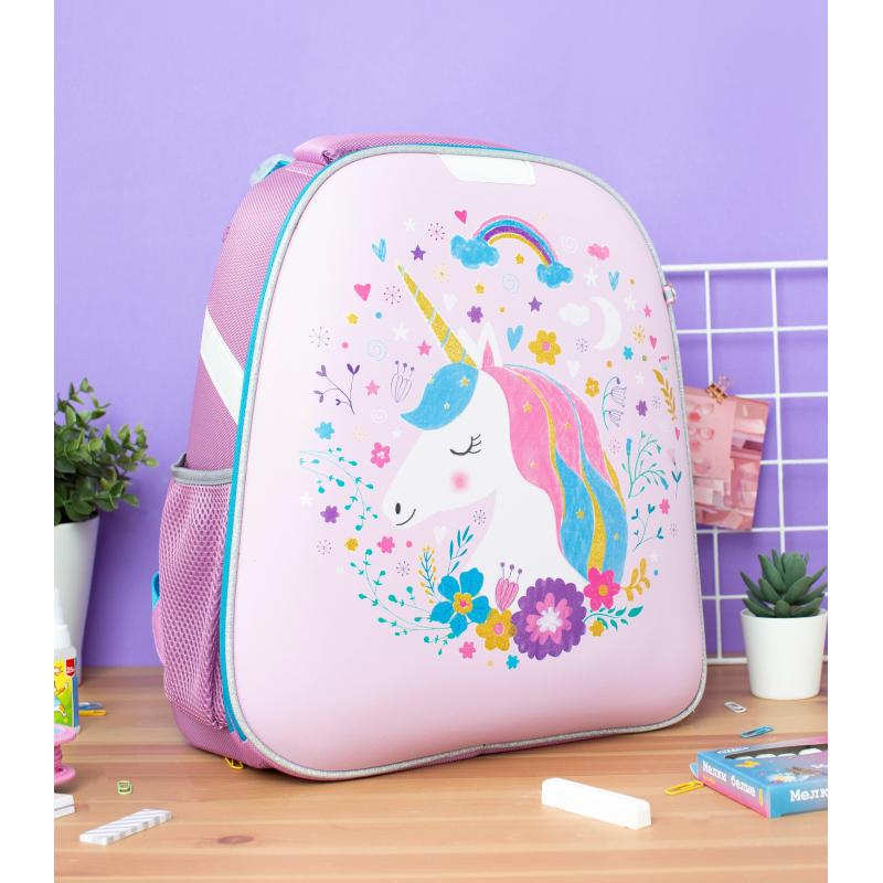 Ранец №1School Basic Единорог, 2 отд., эргоном. спинка, экокожа