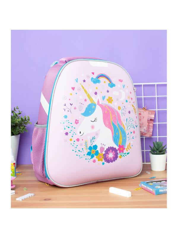 Ранец №1School Basic Единорог, 2 отд., эргоном. спинка, экокожа
