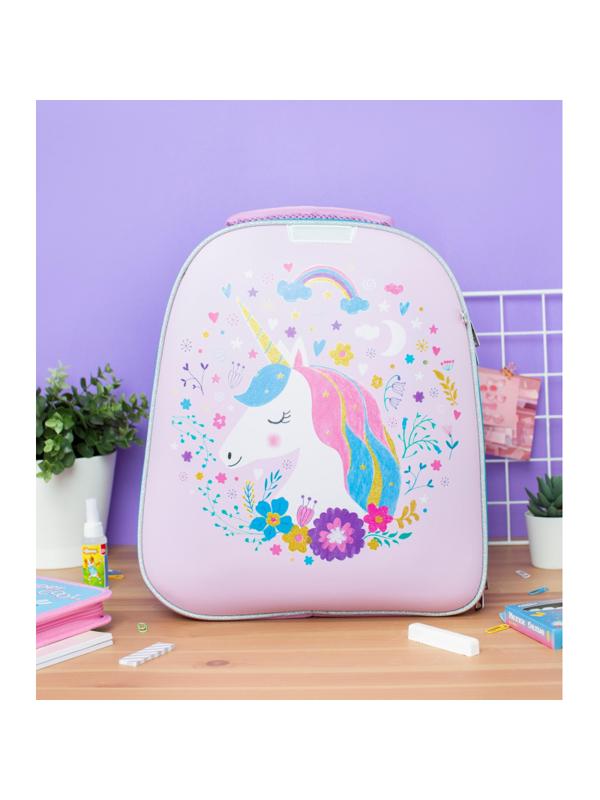 Ранец №1School Basic Единорог, 2 отд., эргоном. спинка, экокожа