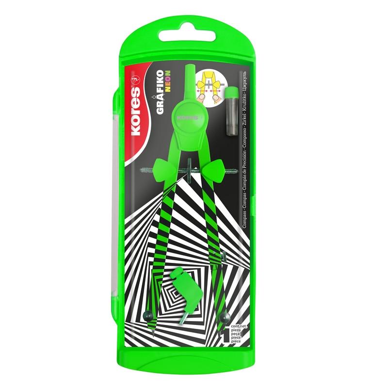 Циркуль Kores 260 мм неоновый, цвета в асс.