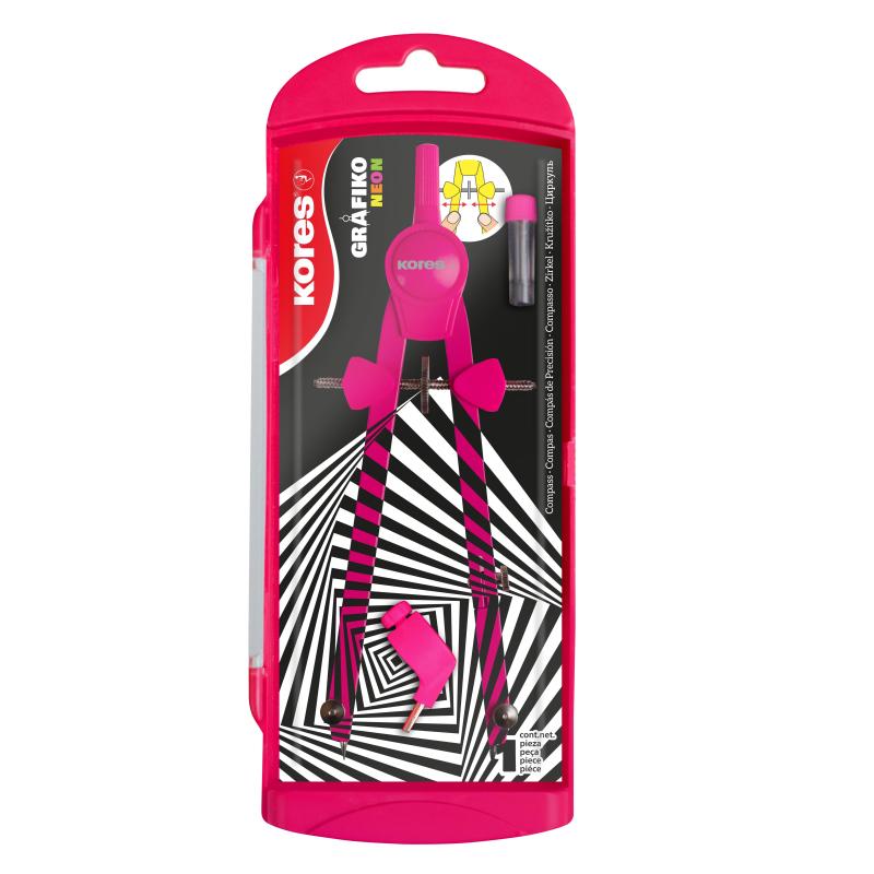 Циркуль Kores 260 мм неоновый, цвета в асс.