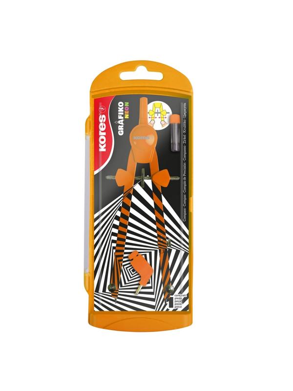 Циркуль Kores 260 мм неоновый, цвета в асс.