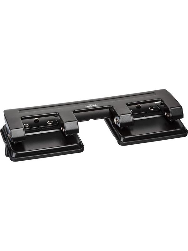 Дырокол Attache на 4 отверстия, до 15 листов, металл, черный