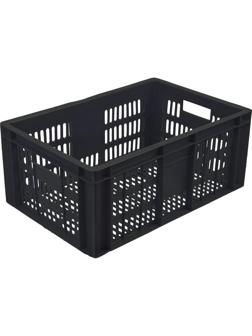 Ящик пластиковый 600х400х250мм перф/перф (арт.201)_черный