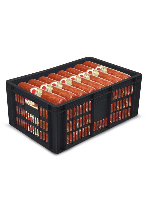 Ящик пластиковый 600х400х250мм перф/перф (арт.201)_черный