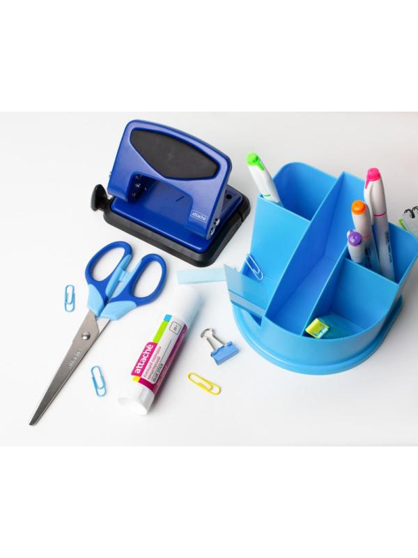 Дырокол Attache до 25 листов, с блокиратором, металлич., синий