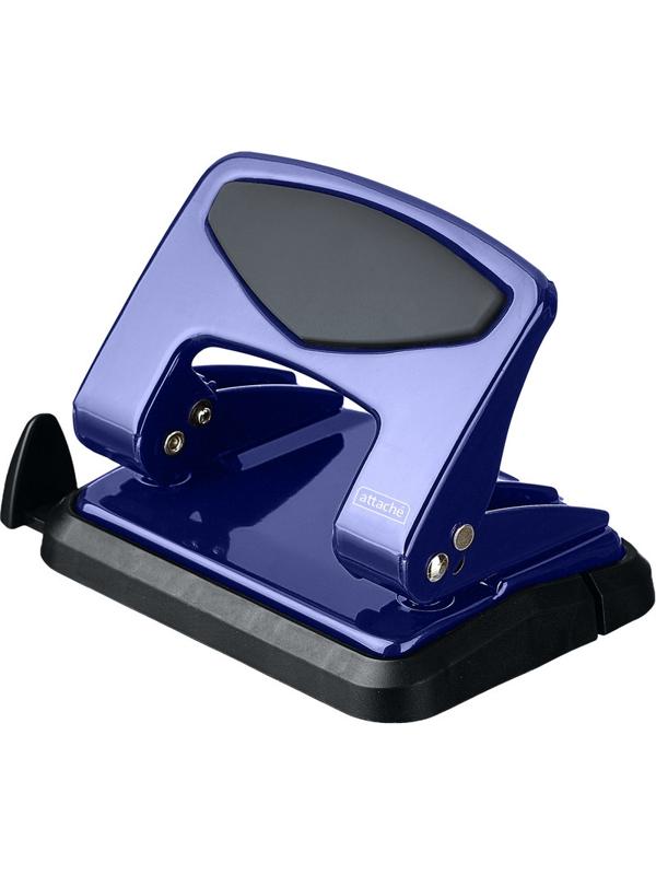 Дырокол Attache до 25 листов, с блокиратором, металлич., синий