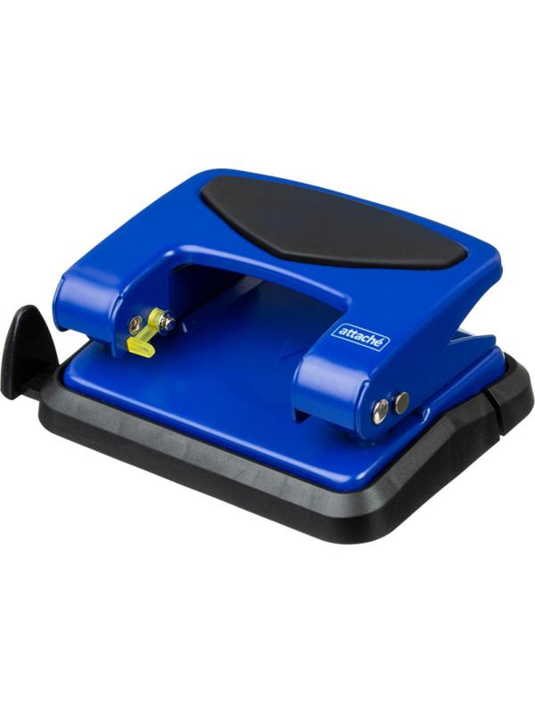 Дырокол Attache до 25 листов, с блокиратором, металлич., синий