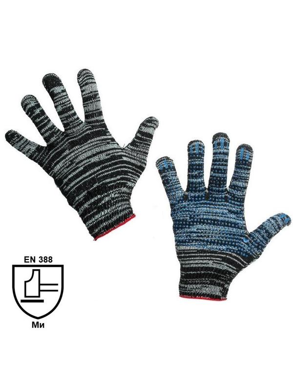 Перчатки защ трикотажн с ПВХ Точка 4 нити 42г 10кл графит 300пар/уп 1291366