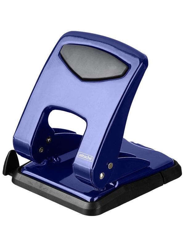 Дырокол Attache до 50 листов, с блокиратором, металлич., синий