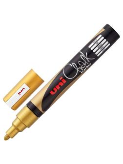 Маркер меловой UNI PWE-5M, золото, 1.8-2.5 мм.