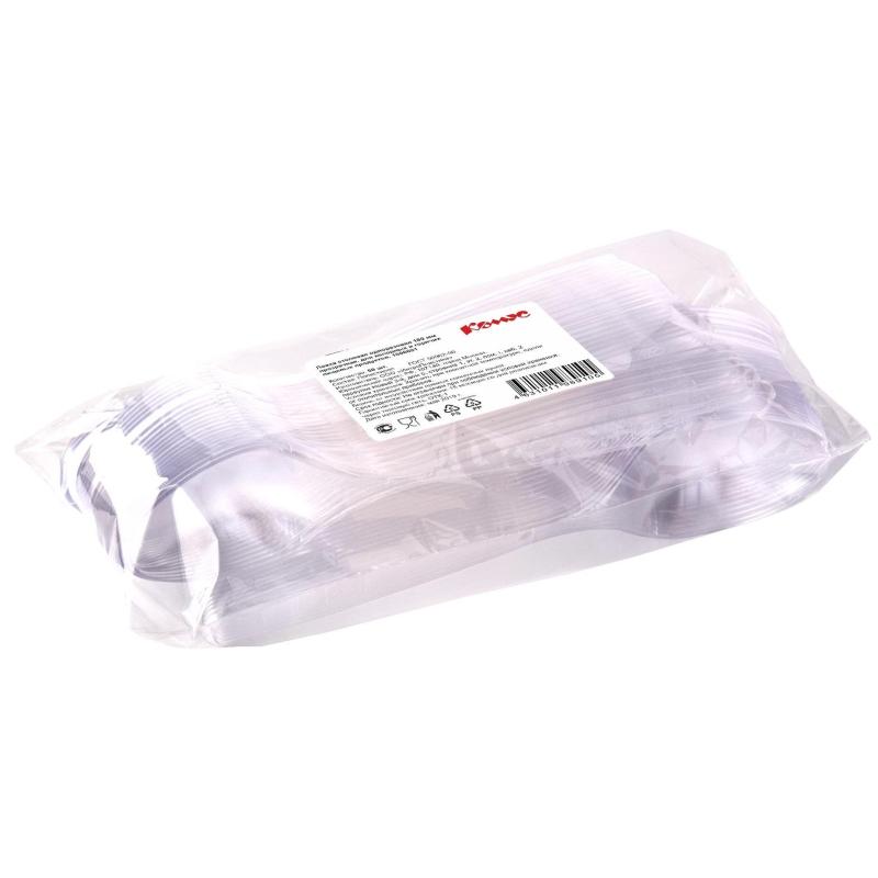 Ложка одноразовая столовая  180мм прозрачная, Комус, ПС, 50шт/уп