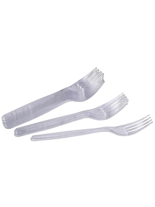 Вилка одноразовая 180мм прозрачная, Комус, ПС, 50шт/уп