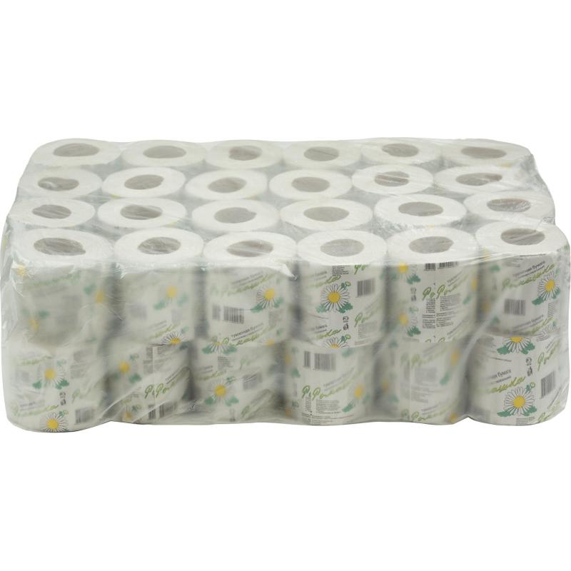 Бумага туалетная 1-сл. ОСТРОВСКАЯ Ромашка втул. сер 26м, 48рул/уп