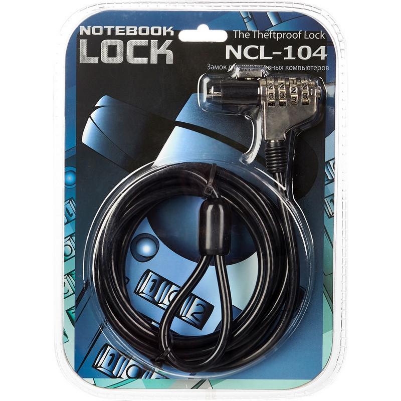 Тросик с замком для ноутбуков, код/замок, Continent, чер, NCL-104