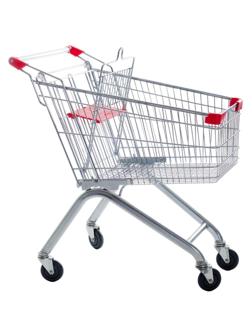 Тележка покупательская MDM_TP-60L покупател. с дет. Сид-ем, цинк/красн