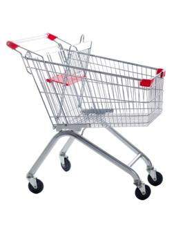 Тележка покупательская MDM_TP-100L покупател. с дет. сид-ем, цинк/красн