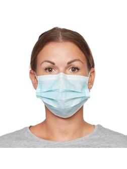 Маска медицинская 3-х сл.,резинка,голубая Sense, п/э 50шт/уп