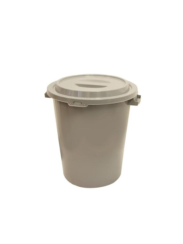 Бак для отходов 60л пластик, серый с крышкой