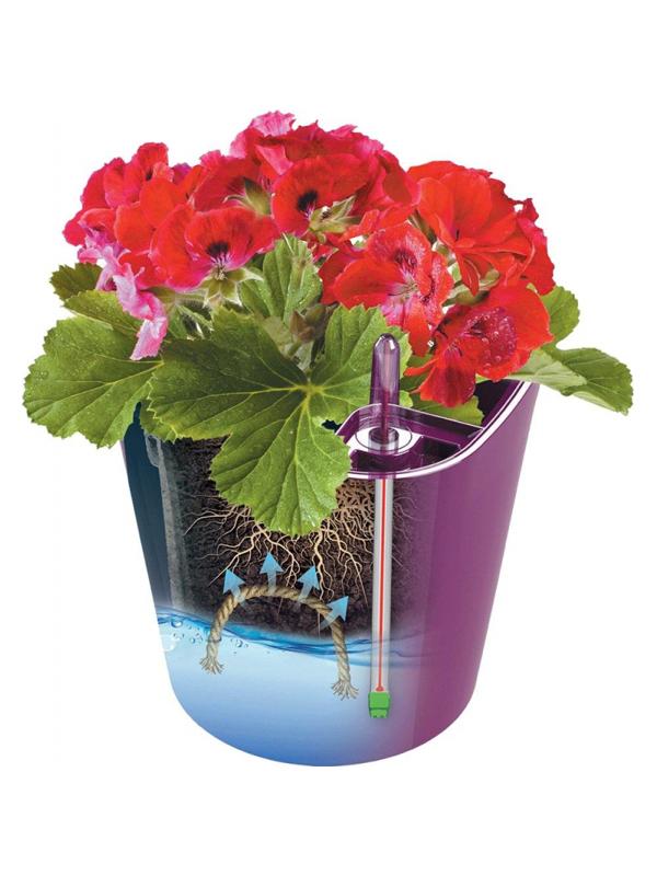 Горшок цветочный с автополивом КОМФОРТ 3,5л белый ПИ-25-9ТХ