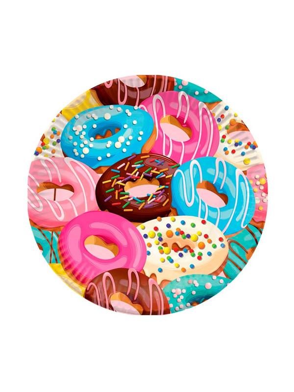 Тарелка одноразовая бумажная 18см Пончики 6шт/уп арт.6058296