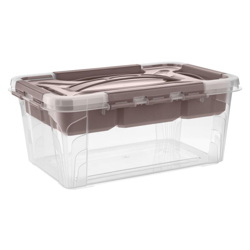 Ящик для хранения с замками, ручкой и вставкой-органайзером 290x190x124 мм